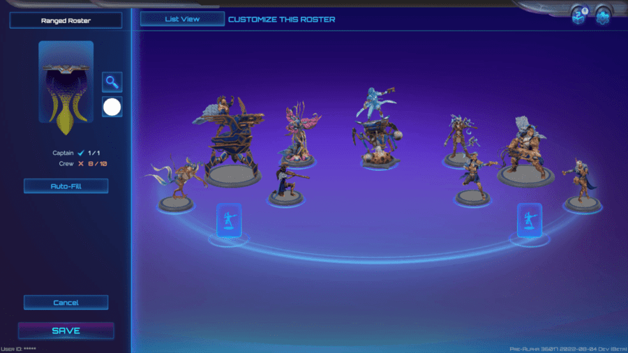 Moonbreaker in Game Menü - Crew und Captain Auswahl